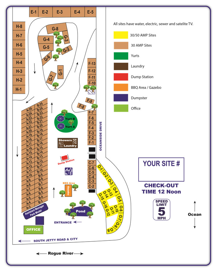 Map of RV Park - OCEANSIDE RV PARK